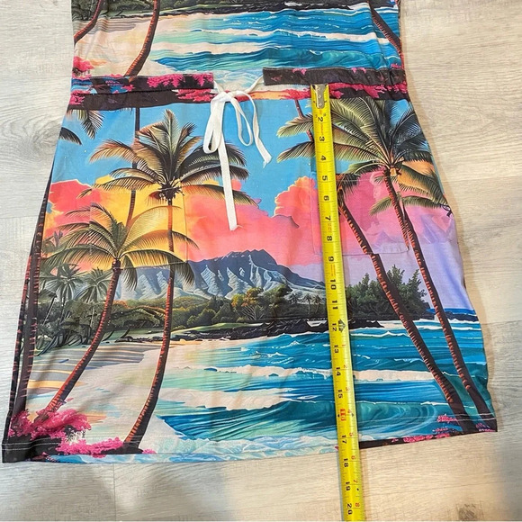 Beach Pullover Summer Dress with Drawstring Tie Up and Adjustable Straps Size M - Picture 6 of 17